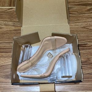 Women’s Size 5.5 Fashion Nova The Glass Slipper heels.(Brand New) With Box.